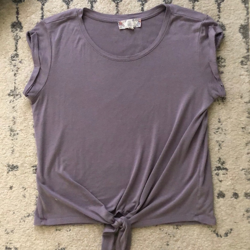 purple front tie top